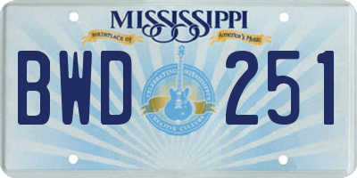 MS license plate BWD251
