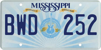 MS license plate BWD252