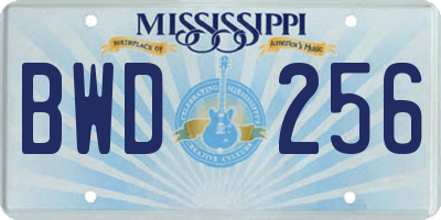 MS license plate BWD256
