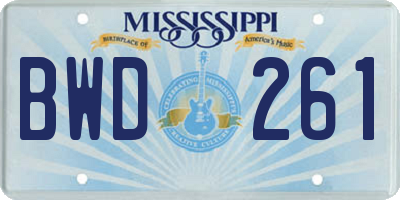 MS license plate BWD261