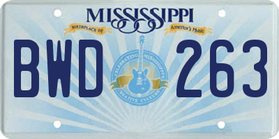 MS license plate BWD263