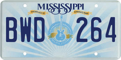 MS license plate BWD264