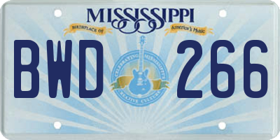 MS license plate BWD266