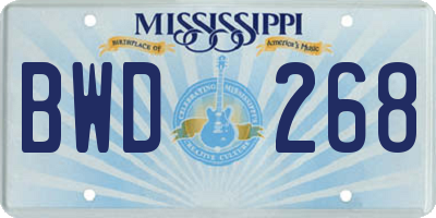MS license plate BWD268