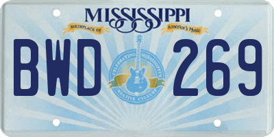 MS license plate BWD269