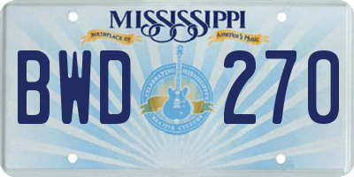MS license plate BWD270