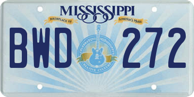 MS license plate BWD272