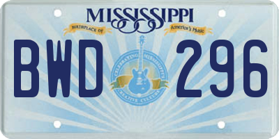 MS license plate BWD296