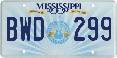 MS license plate BWD299