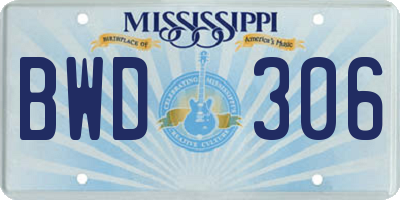 MS license plate BWD306