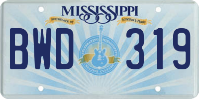 MS license plate BWD319