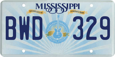 MS license plate BWD329
