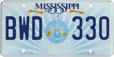 MS license plate BWD330