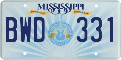 MS license plate BWD331