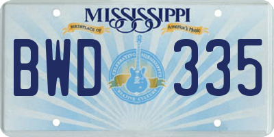 MS license plate BWD335