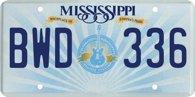 MS license plate BWD336