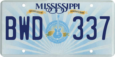 MS license plate BWD337