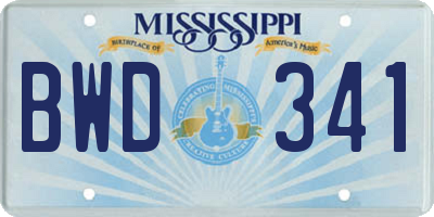 MS license plate BWD341