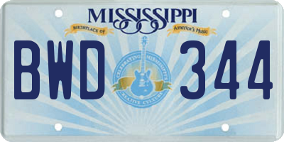 MS license plate BWD344