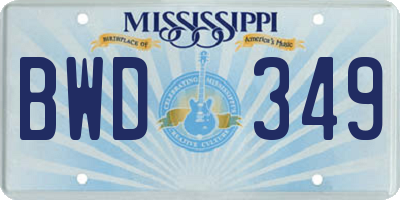MS license plate BWD349