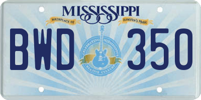 MS license plate BWD350