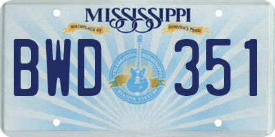 MS license plate BWD351