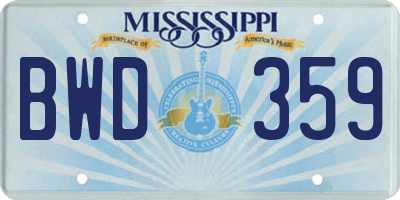 MS license plate BWD359