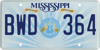 MS license plate BWD364