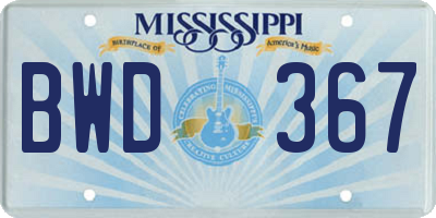 MS license plate BWD367