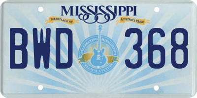 MS license plate BWD368
