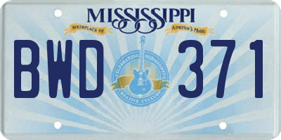 MS license plate BWD371
