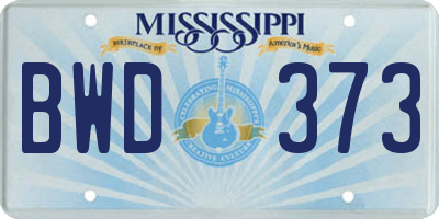 MS license plate BWD373