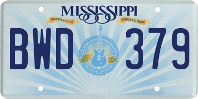 MS license plate BWD379