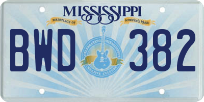 MS license plate BWD382
