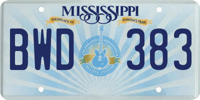 MS license plate BWD383