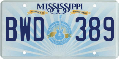 MS license plate BWD389