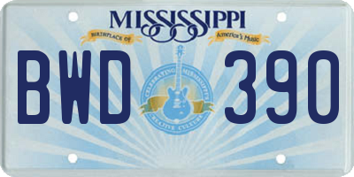 MS license plate BWD390