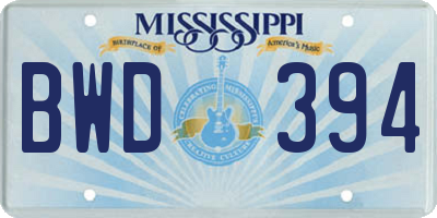 MS license plate BWD394