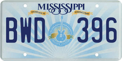 MS license plate BWD396