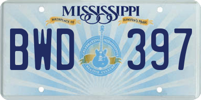 MS license plate BWD397