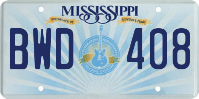 MS license plate BWD408