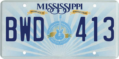 MS license plate BWD413