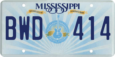 MS license plate BWD414