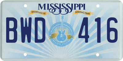 MS license plate BWD416