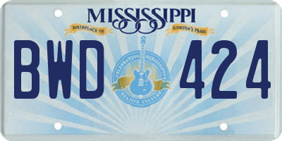 MS license plate BWD424