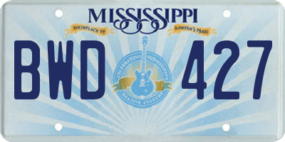 MS license plate BWD427