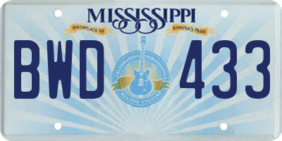 MS license plate BWD433