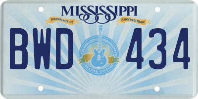 MS license plate BWD434