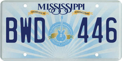 MS license plate BWD446
