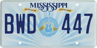 MS license plate BWD447